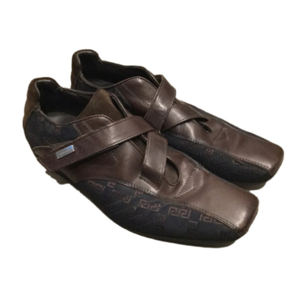 Versace Italy VTG Medusa Men’s Brown Leather Square Toe Sneakers Shoes Y2K, 44.5 main image 5